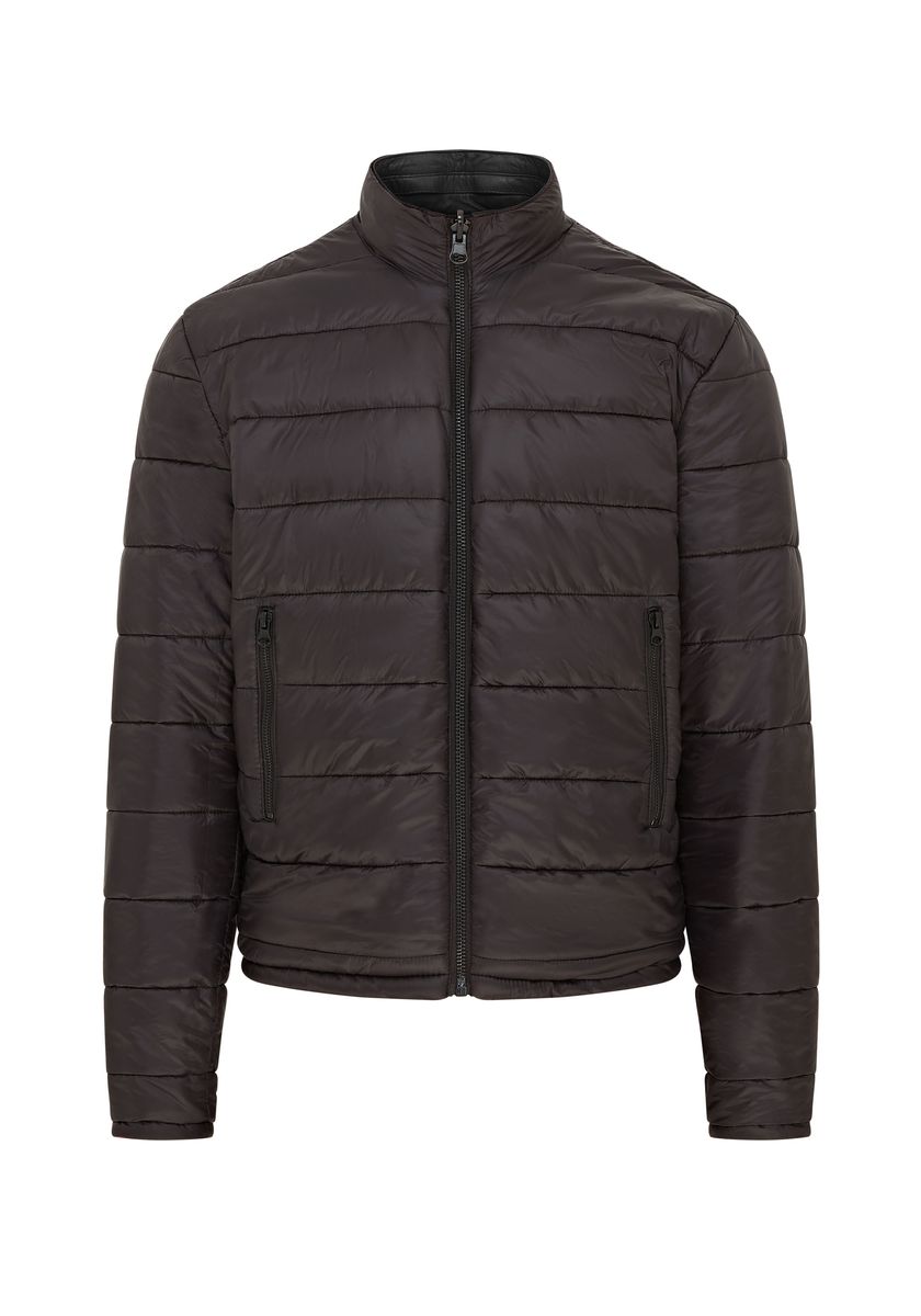 Wendbare Leder- und Stepp-Bomberjacke