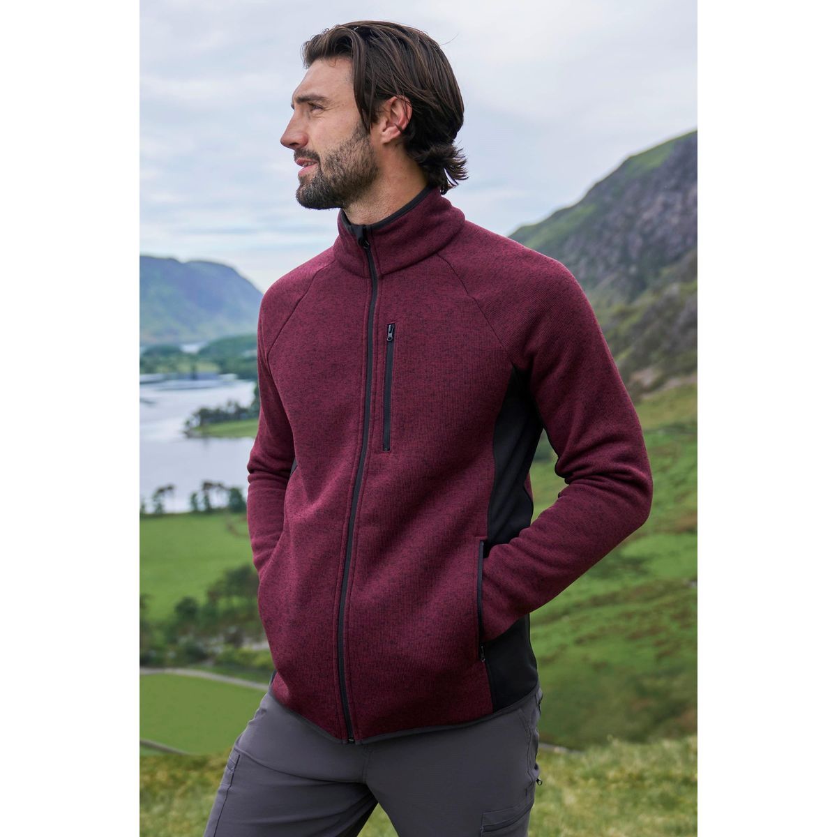 Herren Fleecejacke mit durchgehendem Reißverschluss