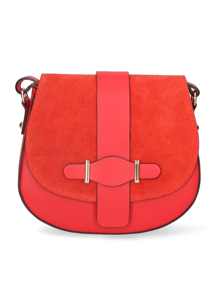 Rote Satteltasche aus Leder & Wildleder