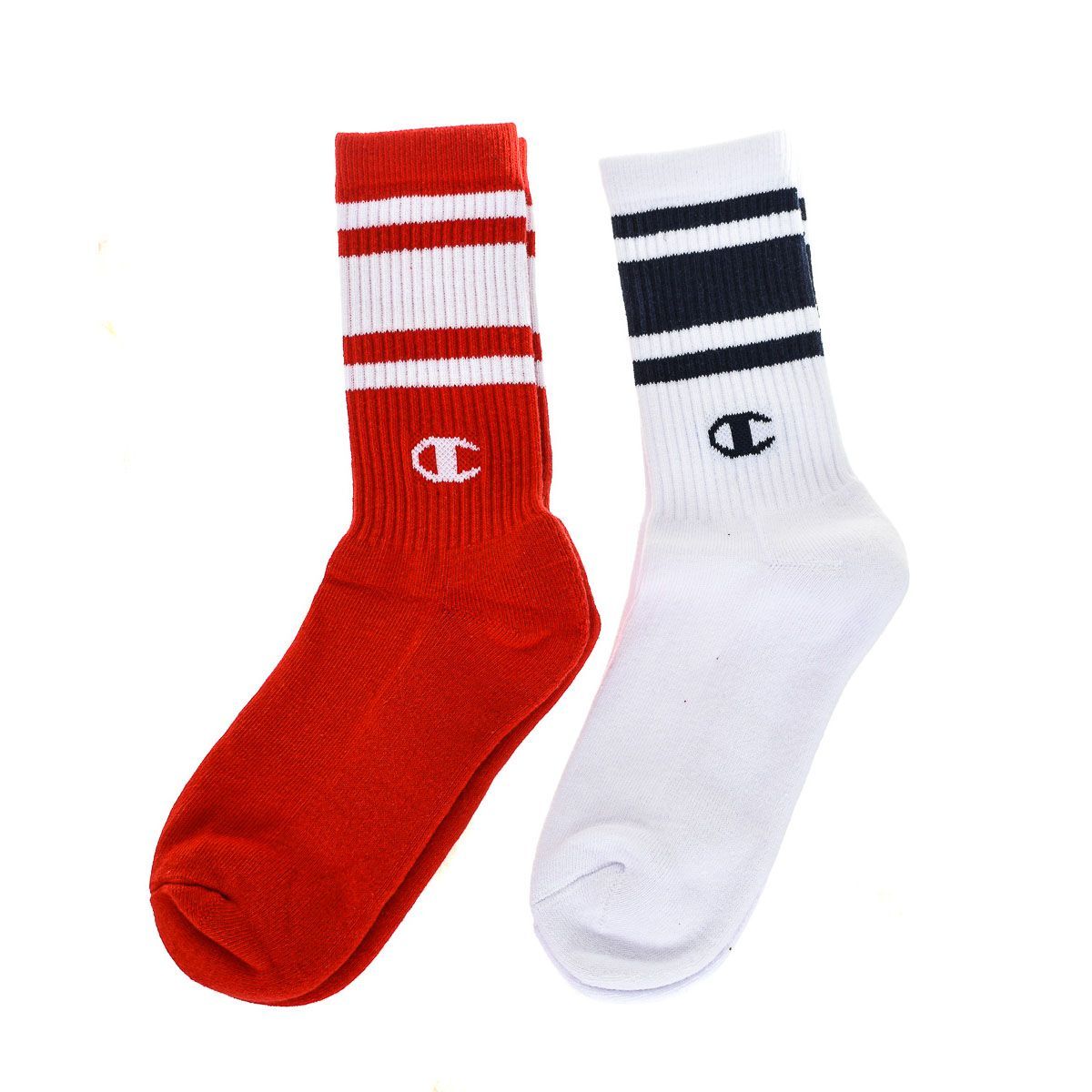 Gestreifte, hohe Sportsocken im Doppelpack