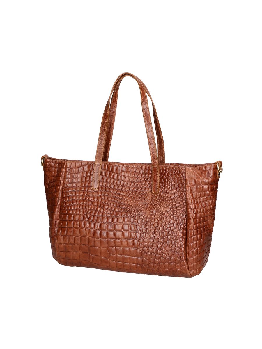 Italienische Leder-Tasche mit Krokoprägung