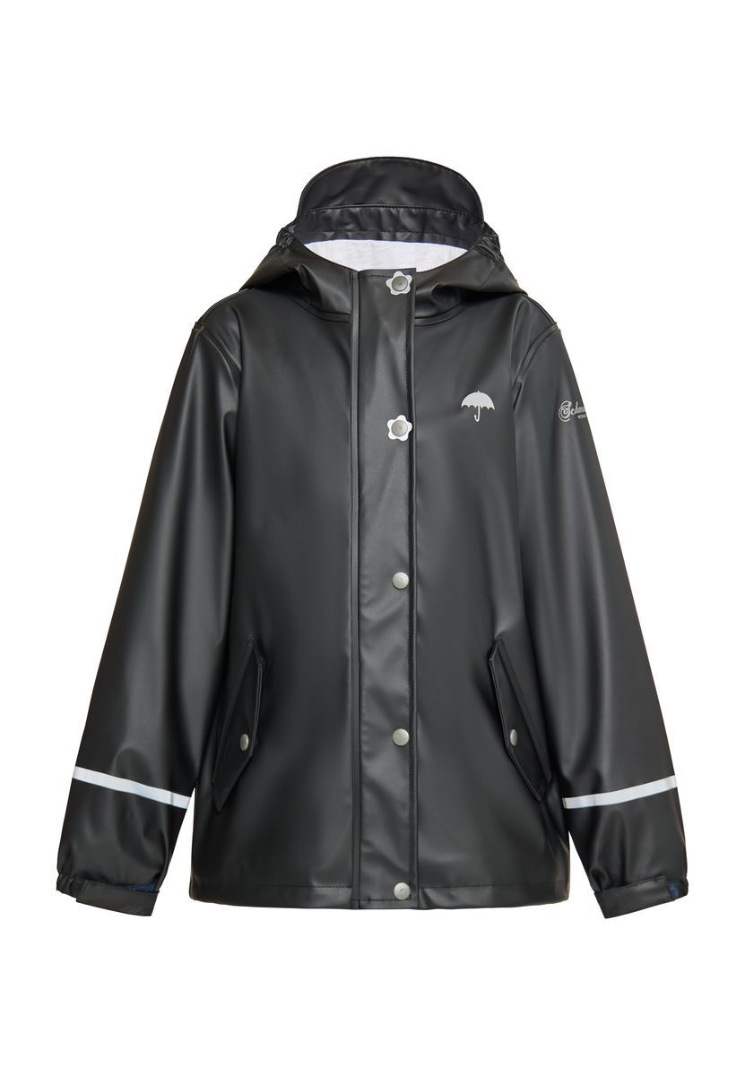 Kinder Regenmantel Schwarz mit Kapuze