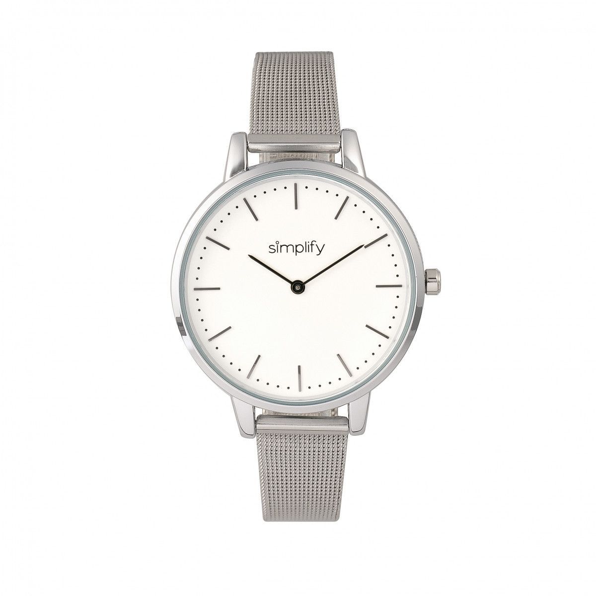 Minimalistische silberne Mesh-Armbanduhr