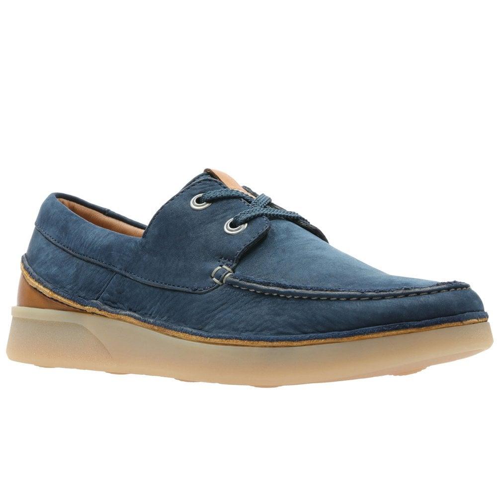 Marineblaues Nubukleder-Bootsschuh für Herren