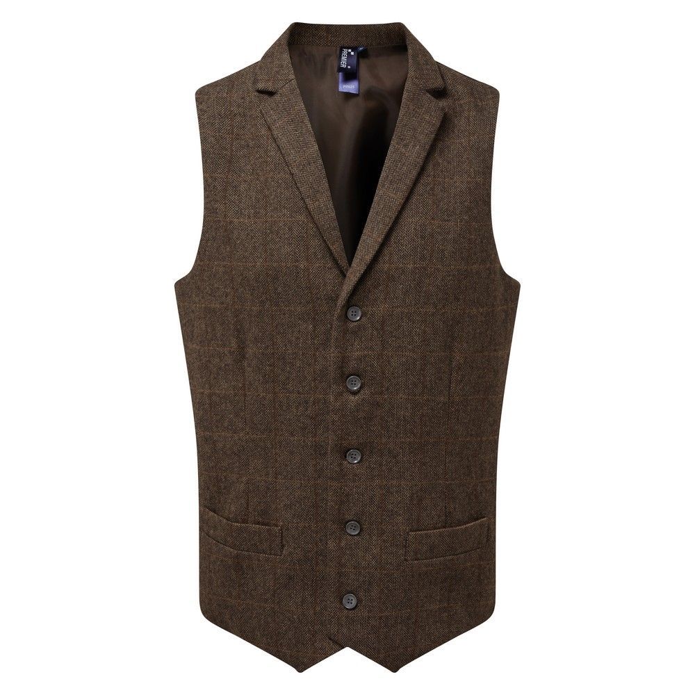 Herren Fischgräten Tweed Weste mit Reverskragen