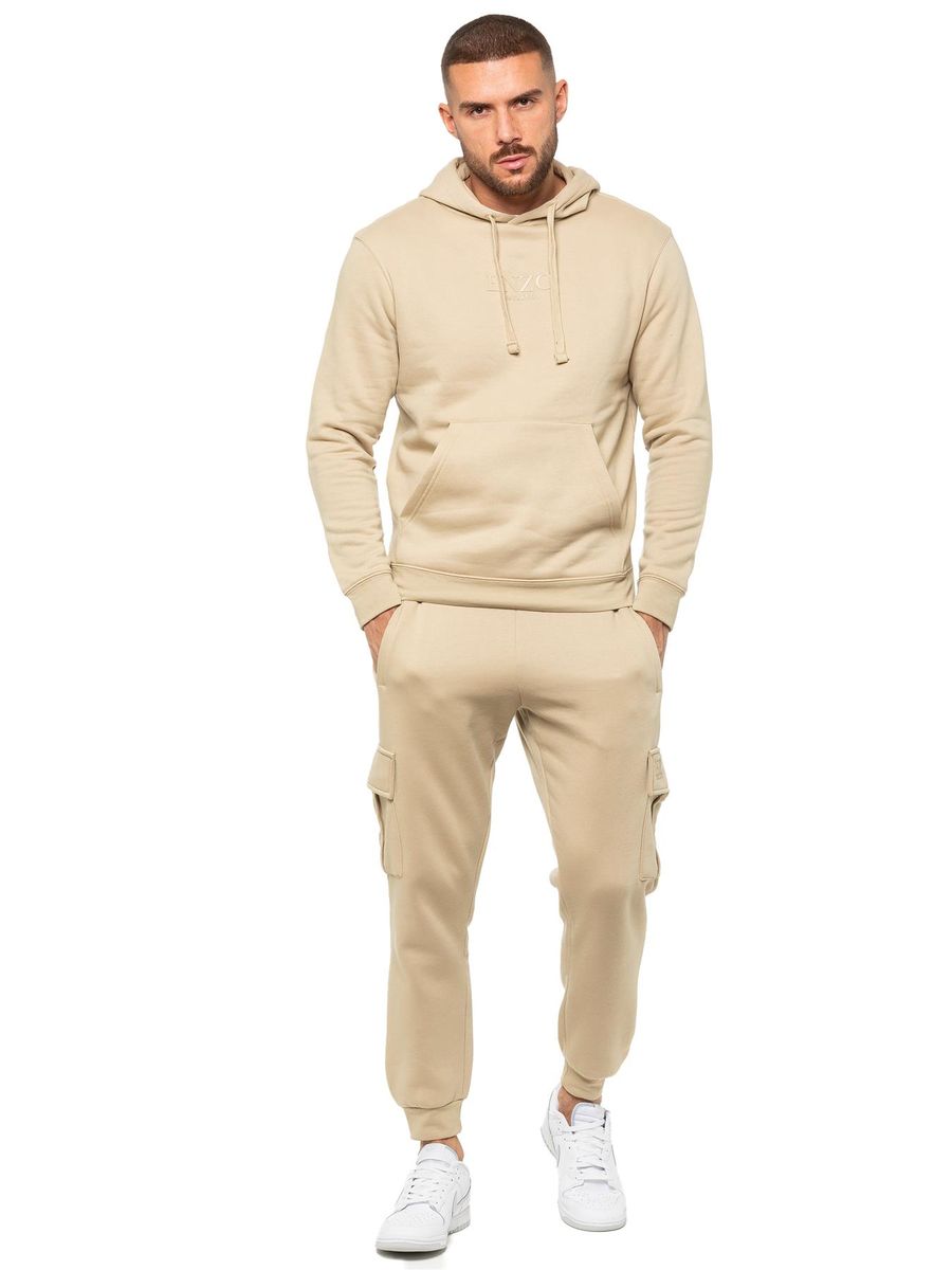 Herren Beige Hoodie Jogginghosen Set