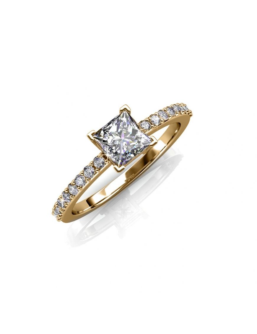 Eleganter quadratischer Kristall-Pavé-Ring