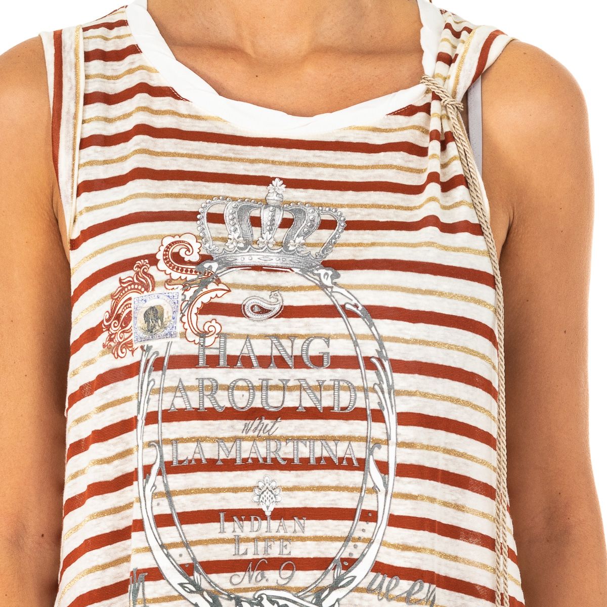 Gestreiftes Tank-Kleid aus Leinenmischung