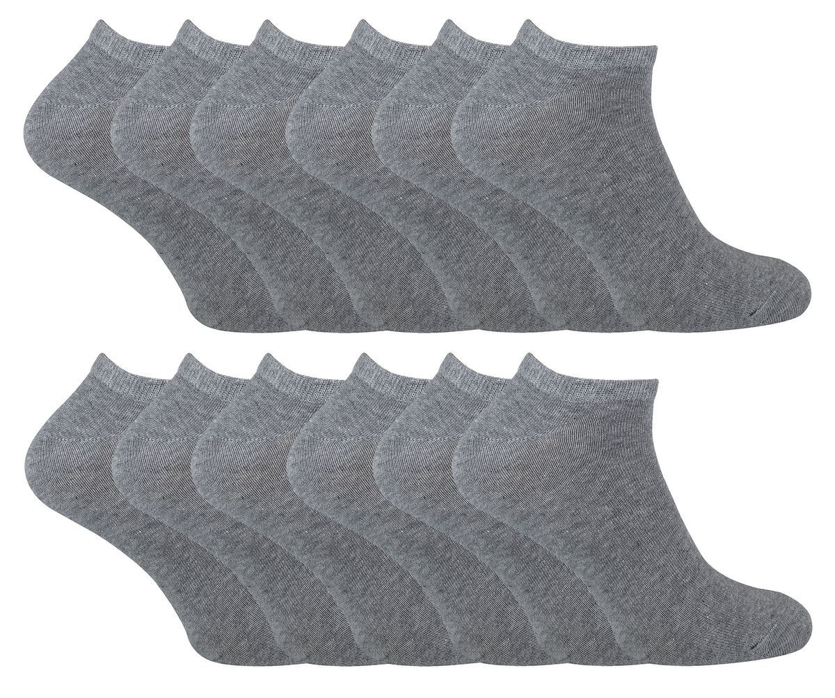 Socken Snob - 12 Paar Multipack Herren Quarter Trainer Socken - Grau