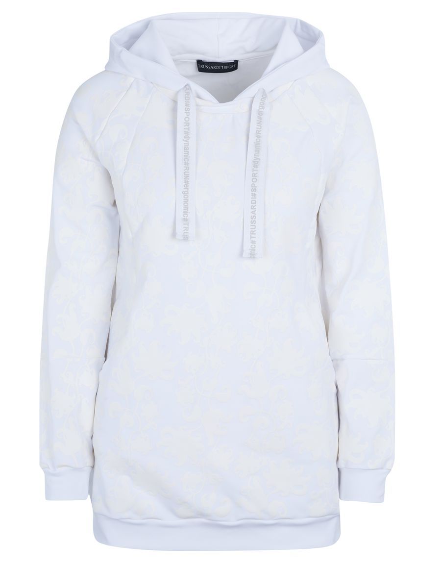 Longline Kapuzenpullover mit Blumendruck
