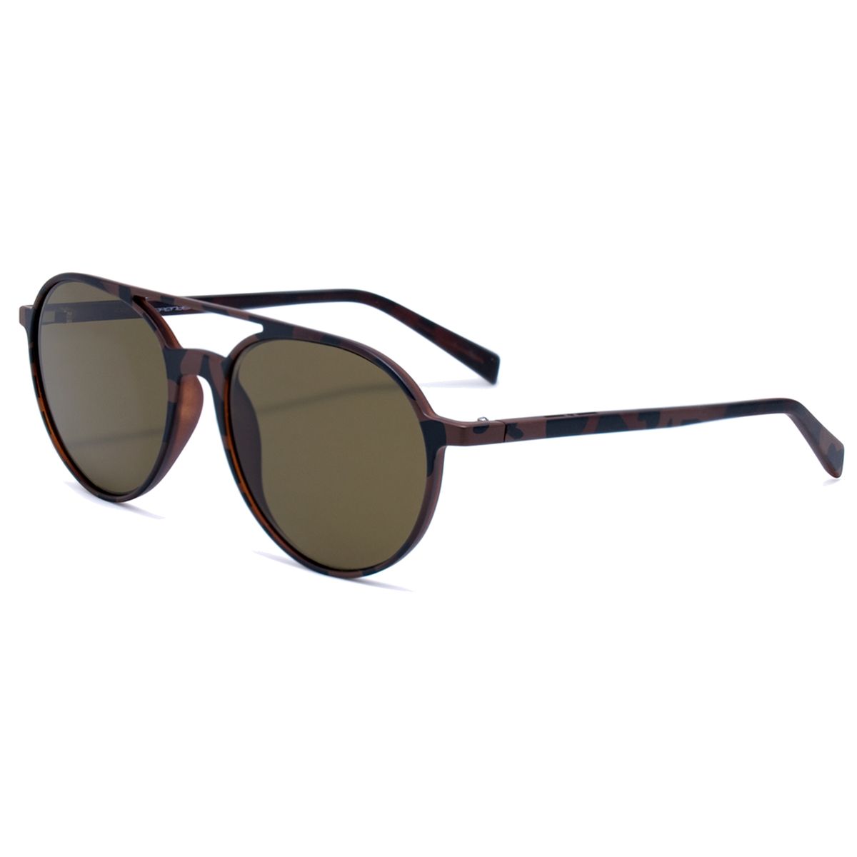 Runde blaue Sonnenbrille mit goldenen Gläsern