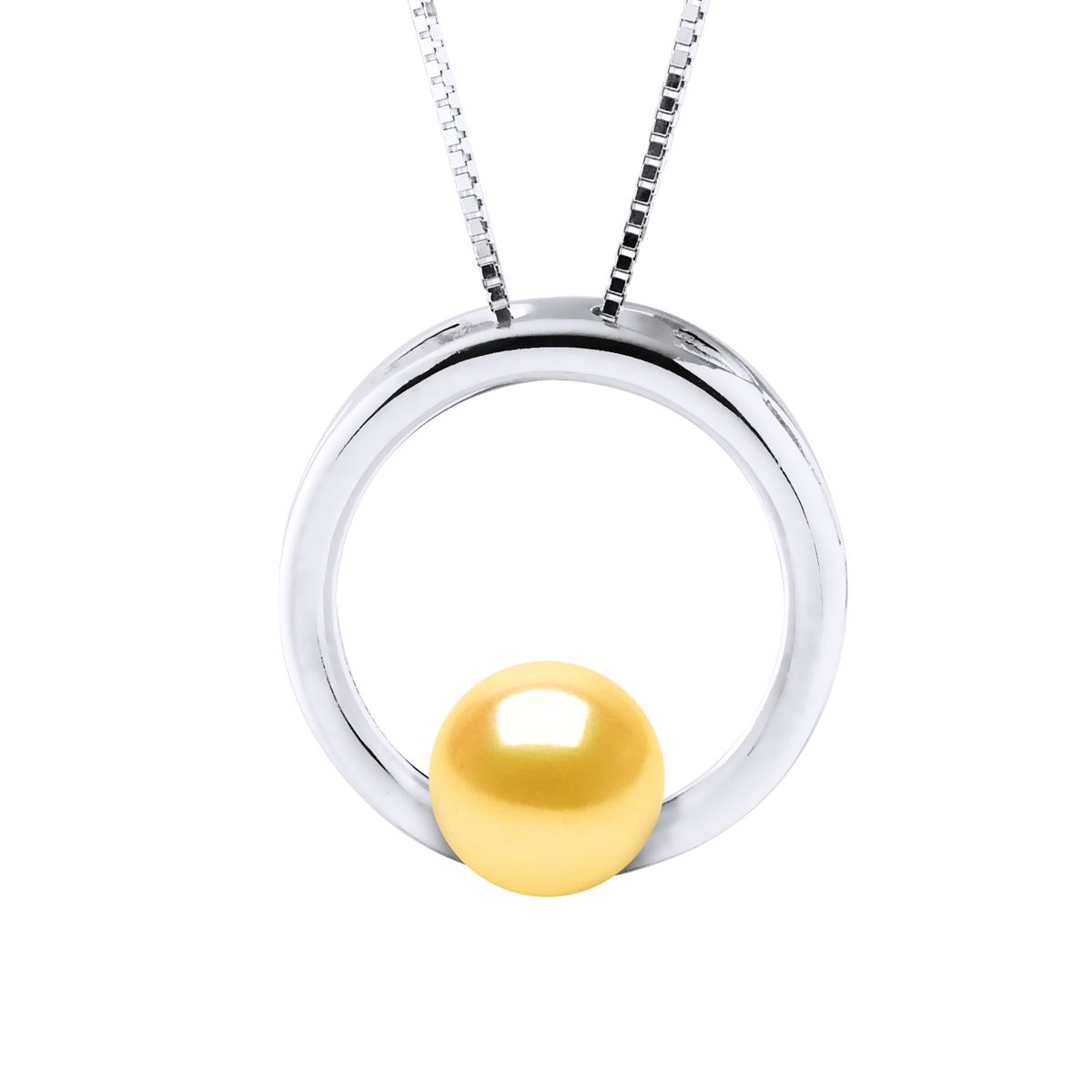 Minimalistische Kreis-Halskette mit goldener Perle