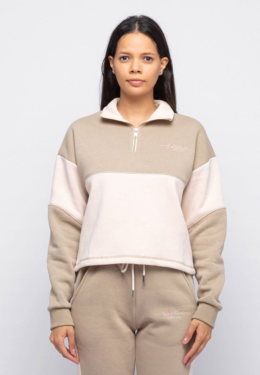 Colorblock-Sweatshirt mit Viertelreißverschluss