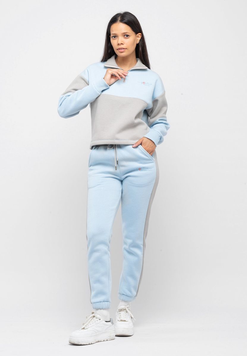 Colorblock-Sweatshirt mit Viertelreißverschluss