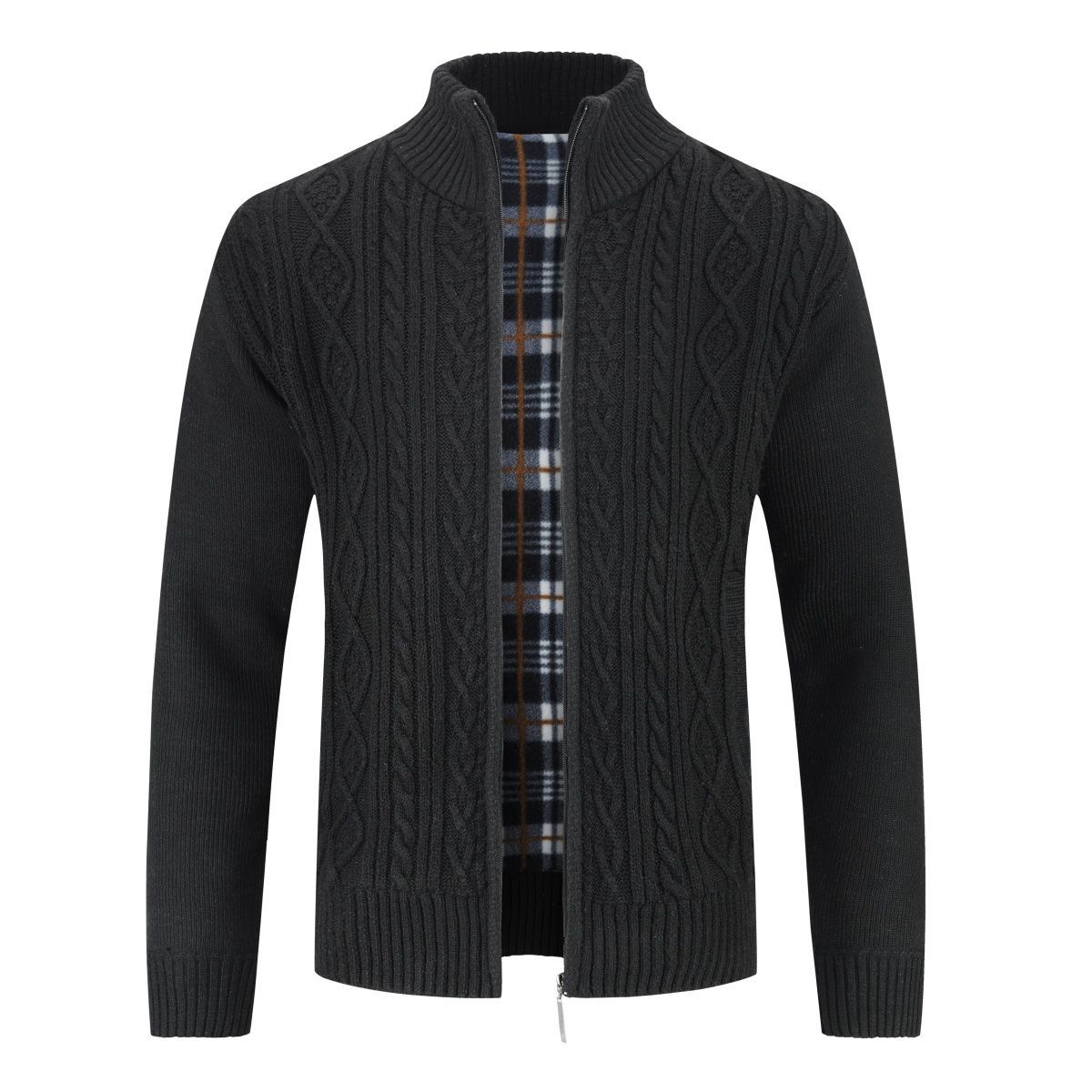Herren Strickjacke mit Zopfmuster und Reißverschluss