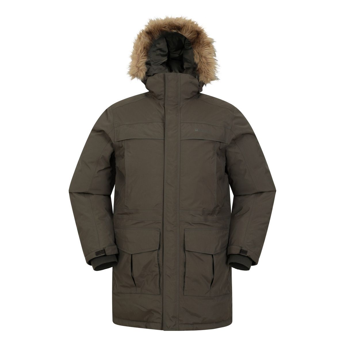 Mountain Warehouse Herren Antarctic Extreme wasserdichte Daunenjacke (dunkles Khaki)