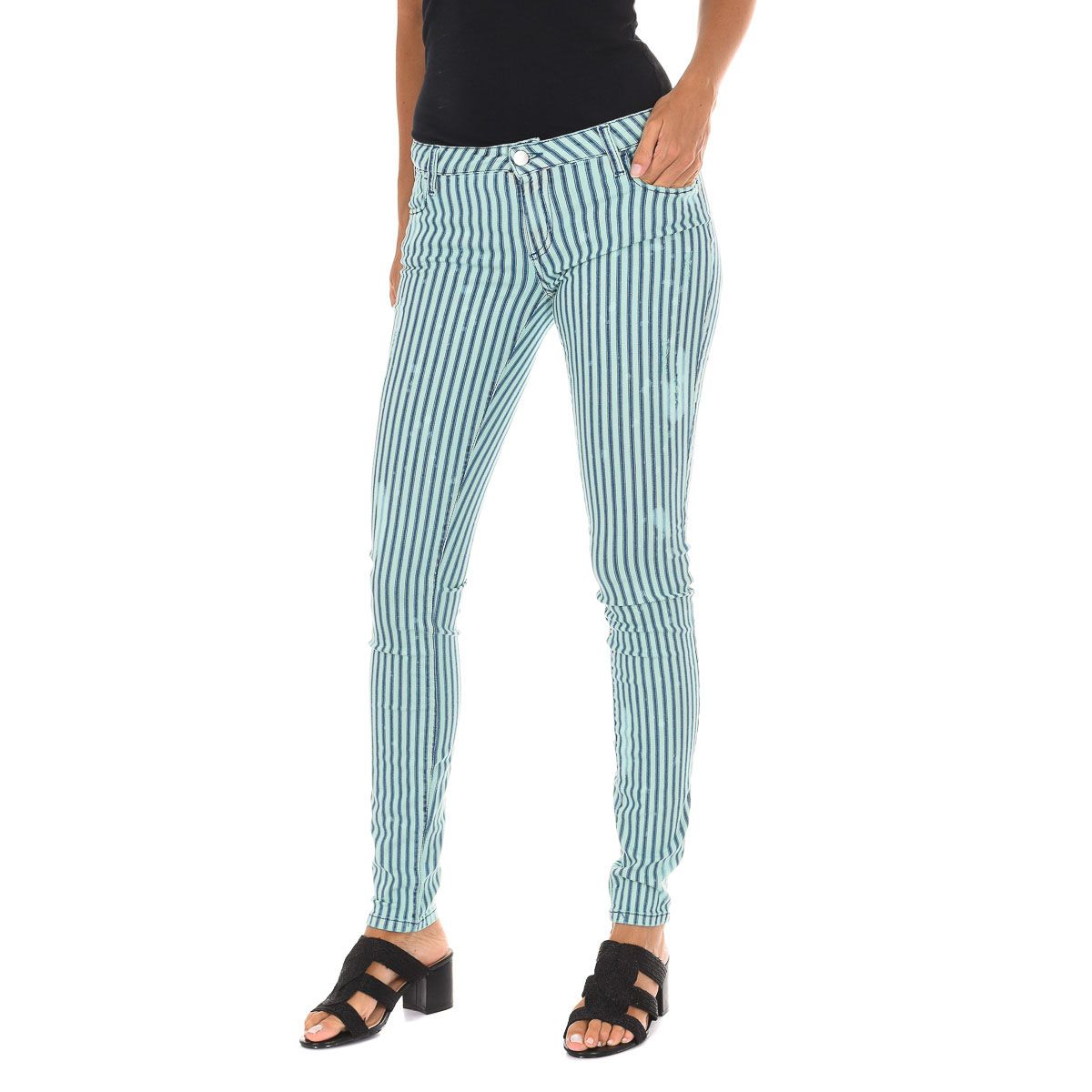 Gestreifte Skinny Jeans