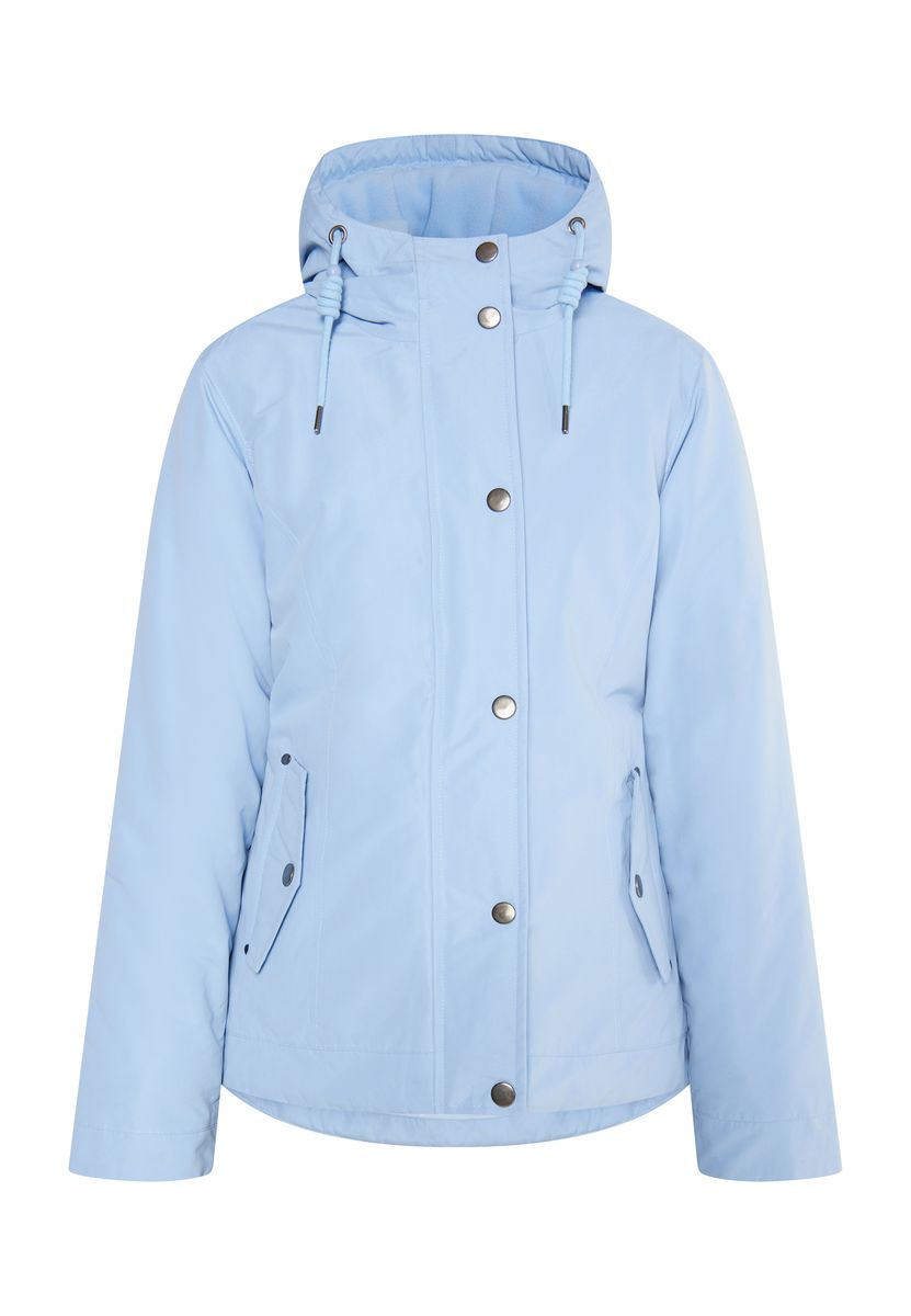 Hellblaue gesteppte Jacke mit Kapuze