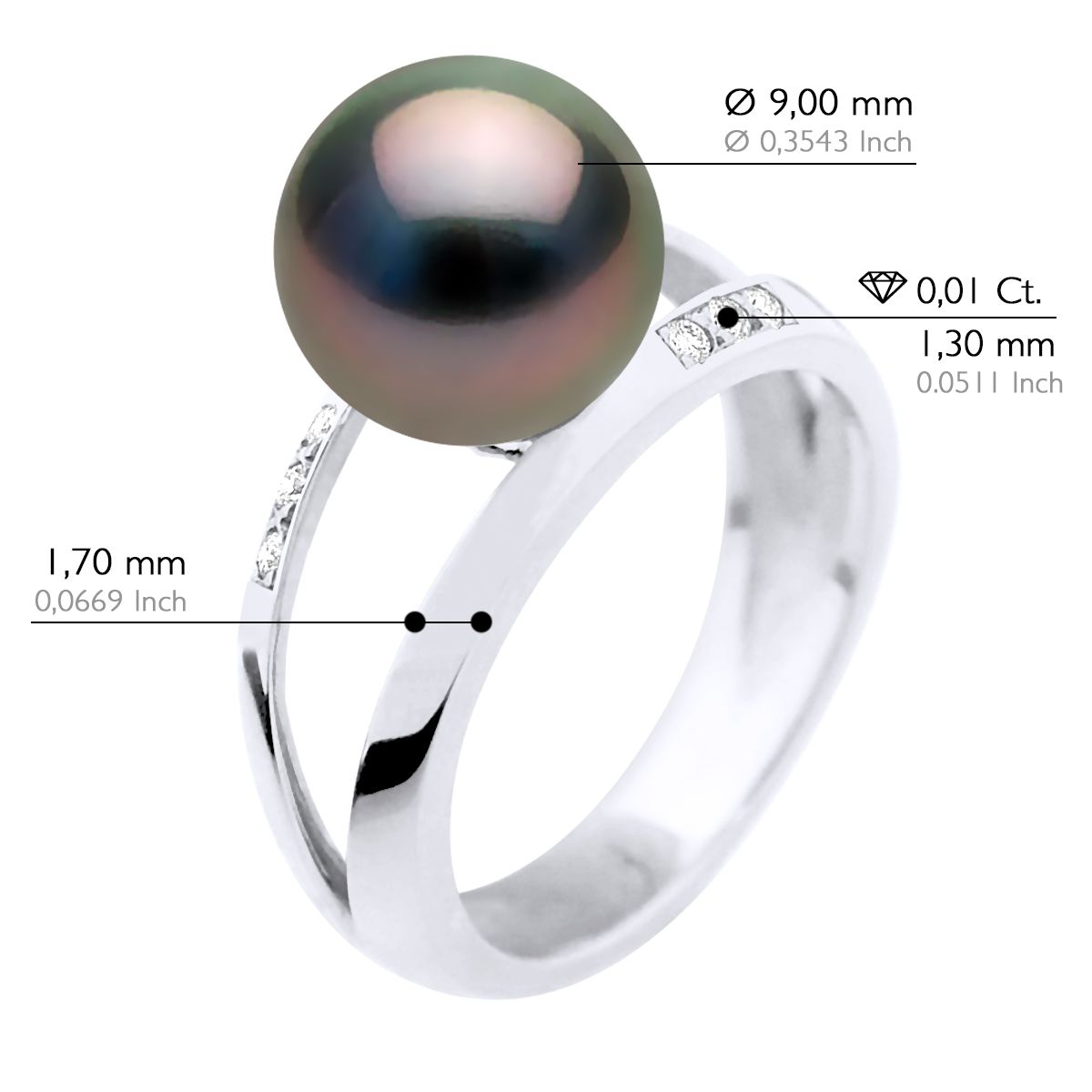 Eleganter Tahiti-Perlenring mit Diamanten
