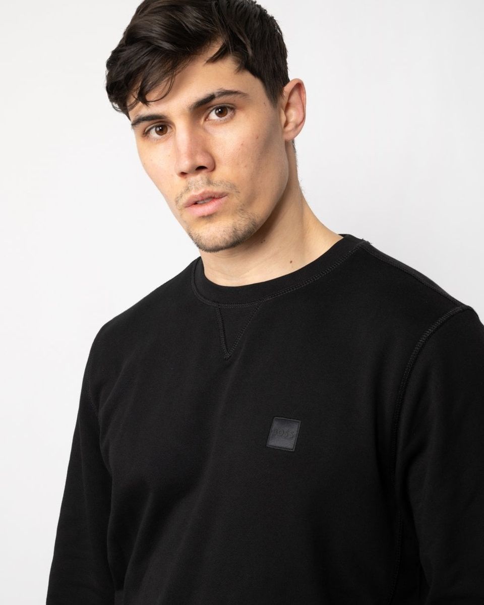 Lockeres Baumwoll-Sweatshirt mit Logo-Patch