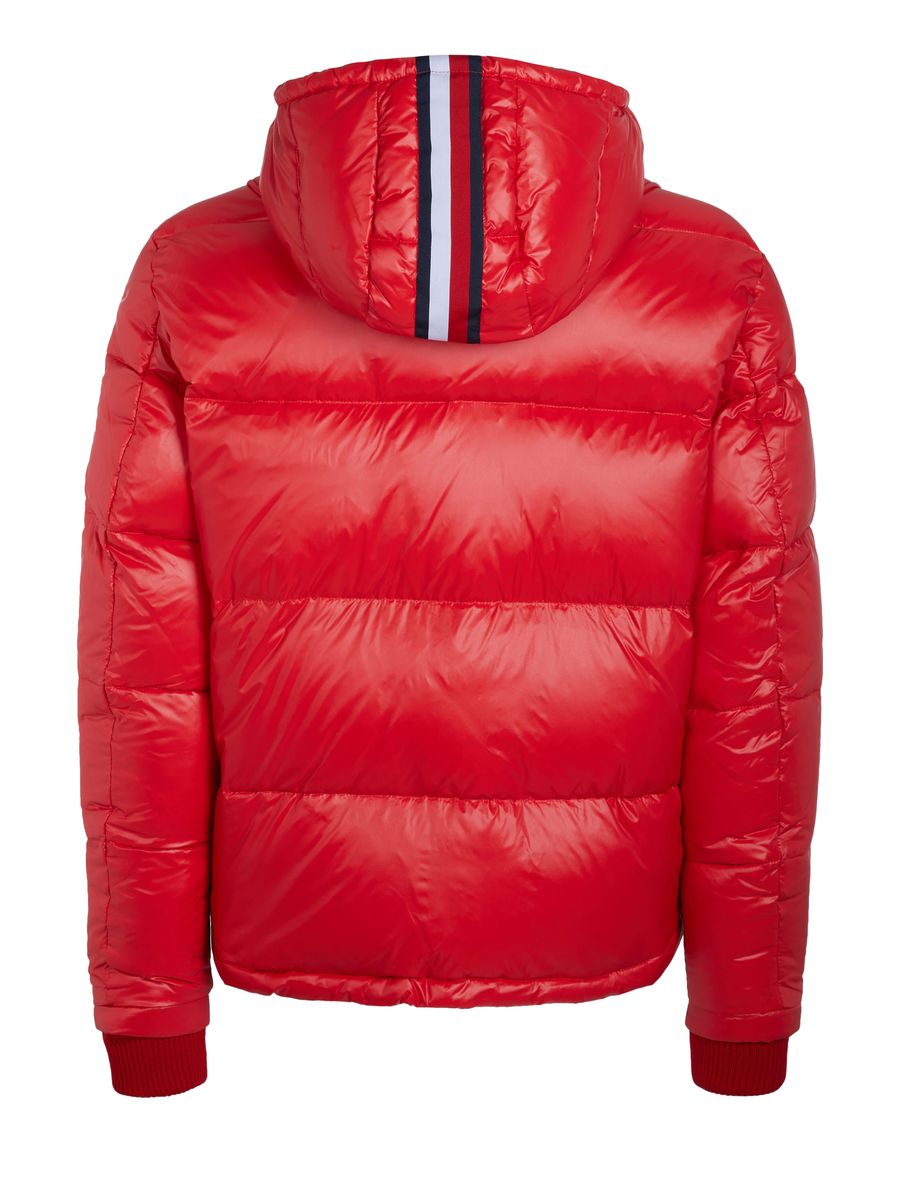 Hochglänzende Steppjacke mit Kapuze
