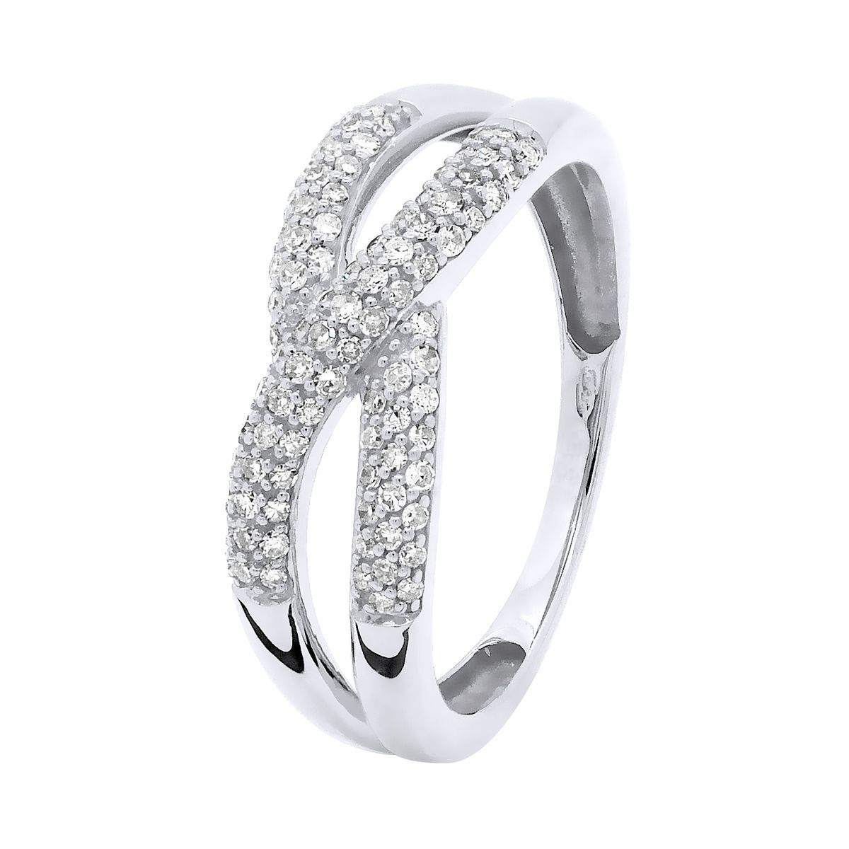 Diamant-Crossover-Ring aus Weißgold