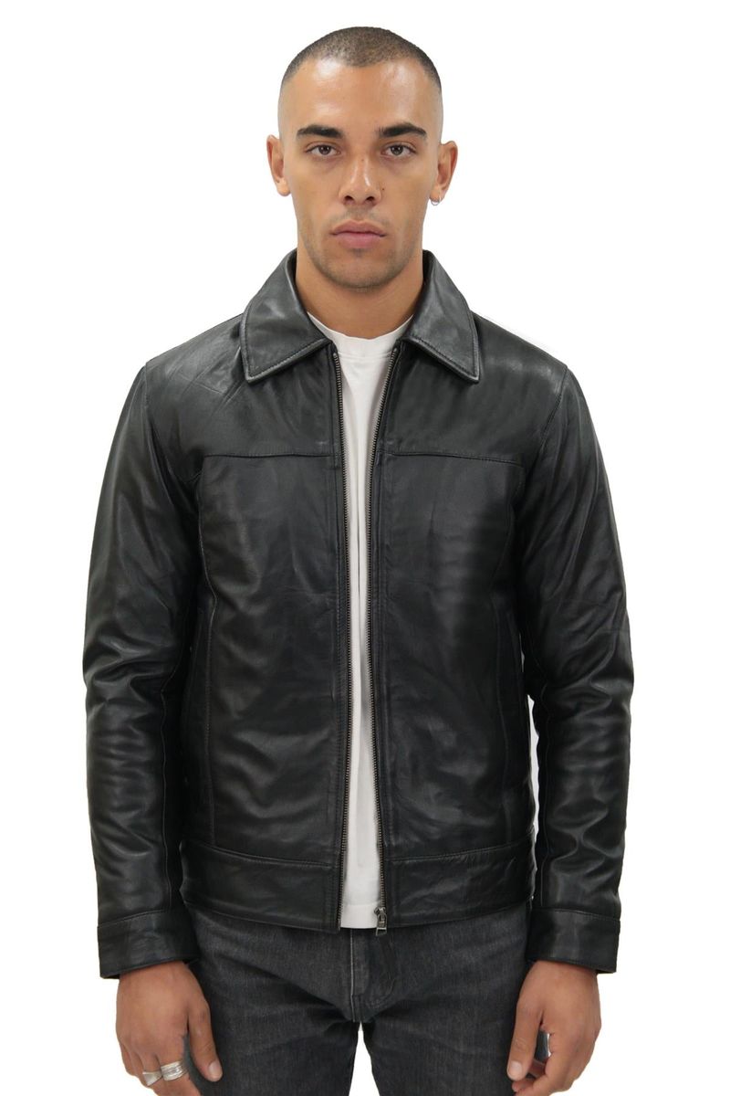 Herren Leder Harrington Jacke