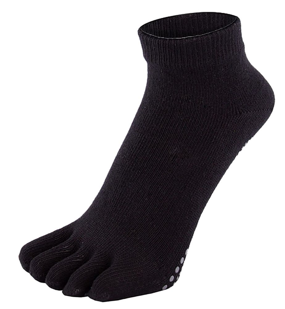Schwarze Anti-Rutsch Zehen-Yoga-Socken