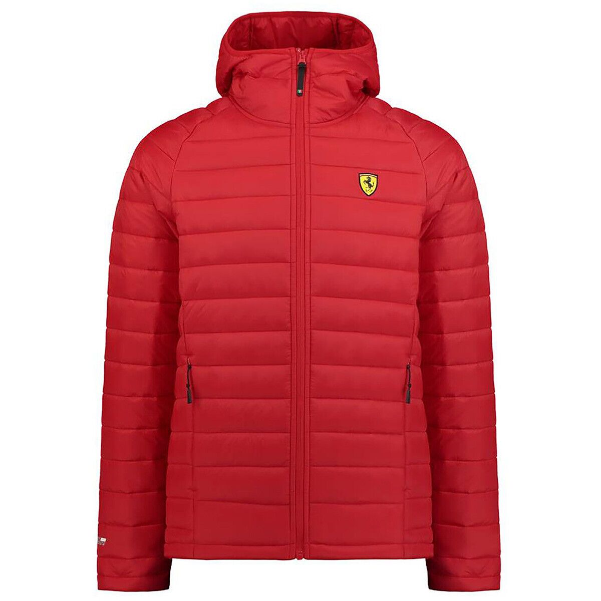 Rote Steppjacke mit Kapuze