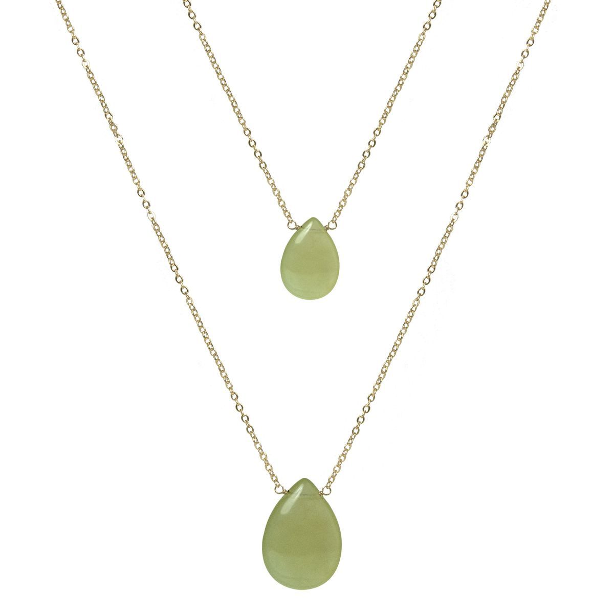 Mehrreihige Halskette mit grünem Jade-Anhänger