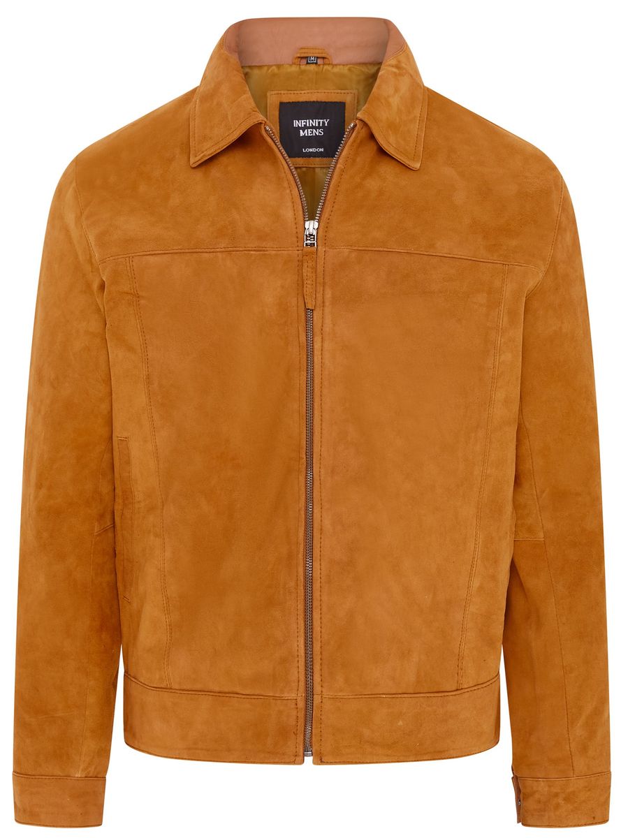 Klassische Harrington-Bikerjacke aus Wildleder