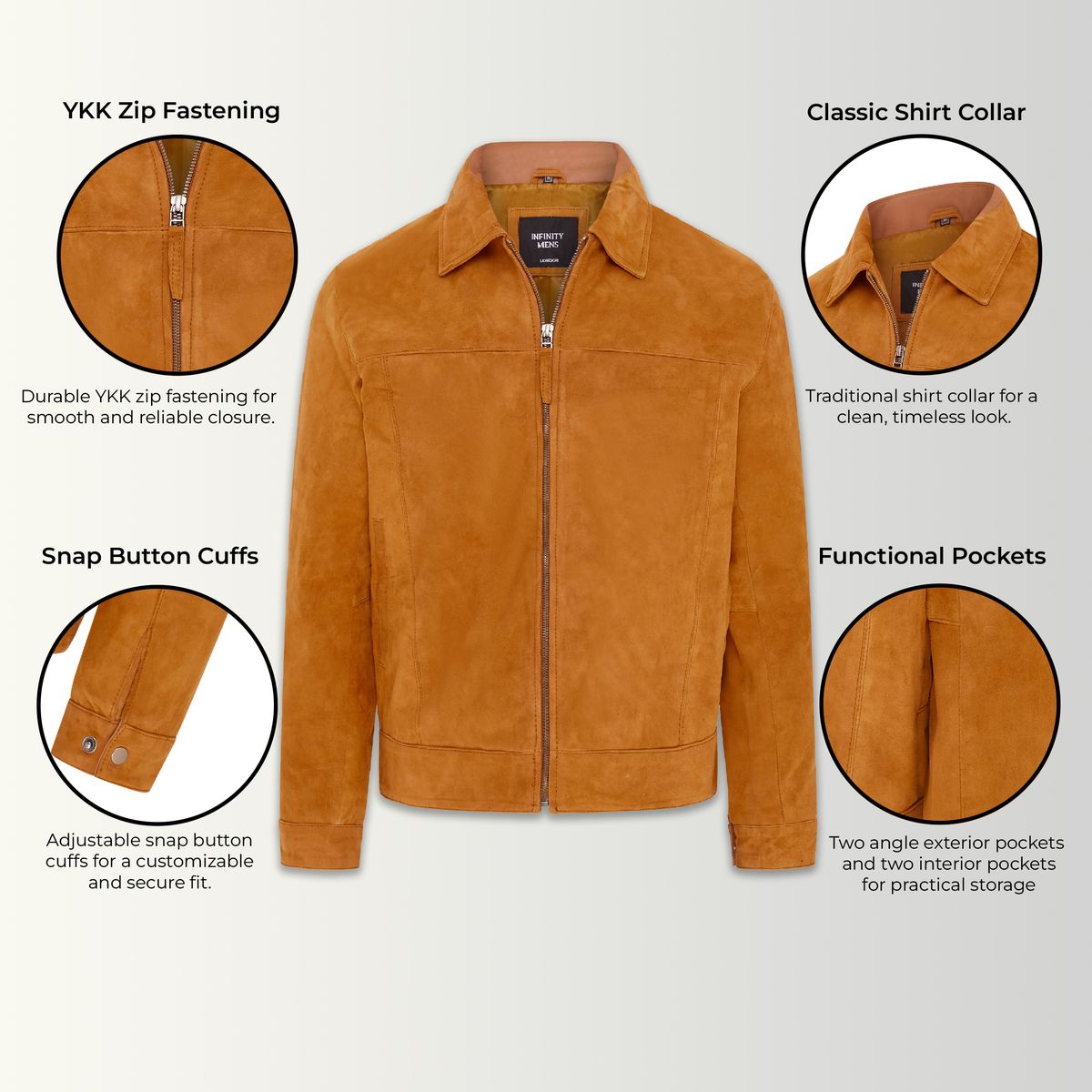 Klassische Harrington-Bikerjacke aus Wildleder
