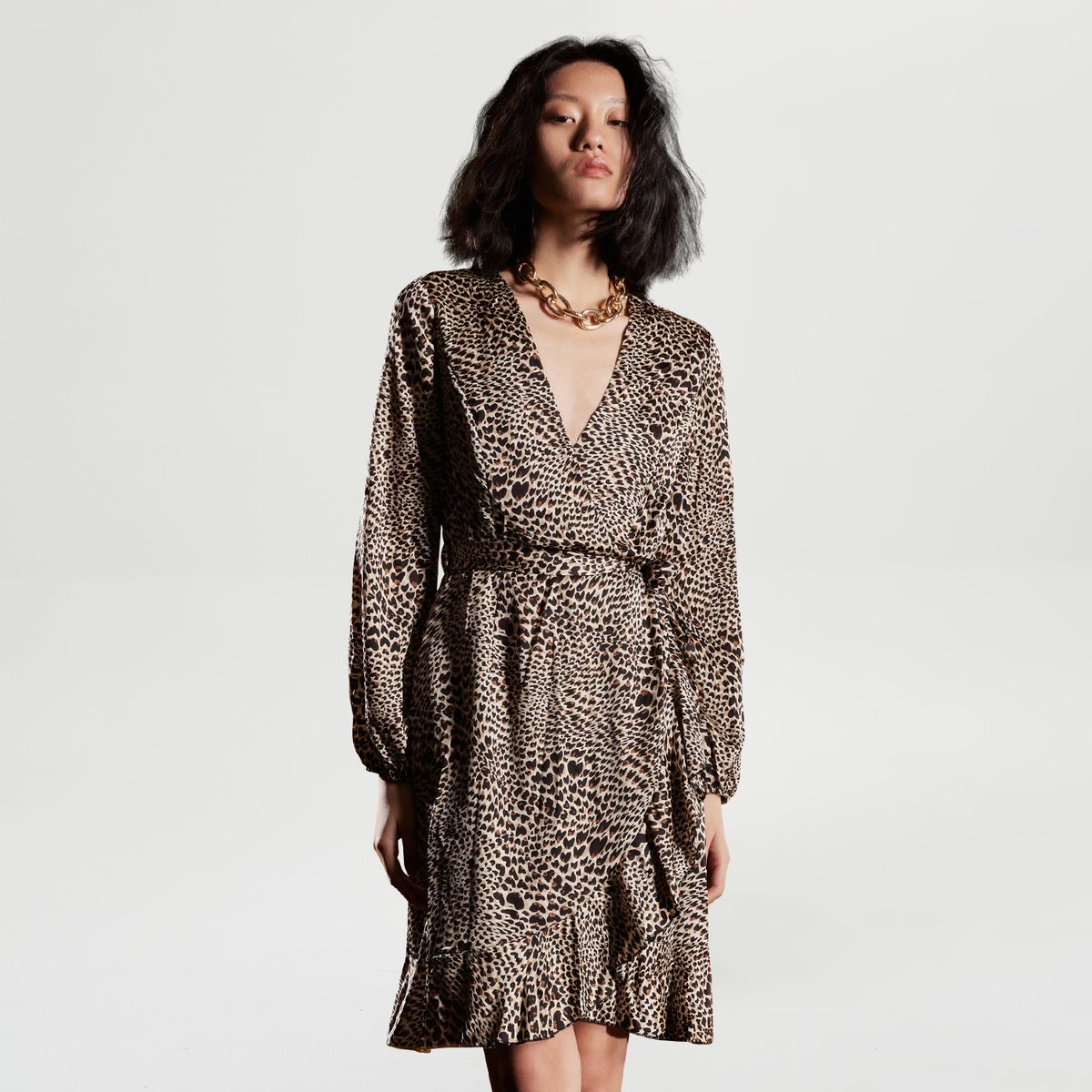 Mini-Wickelkleid mit Animal-Print