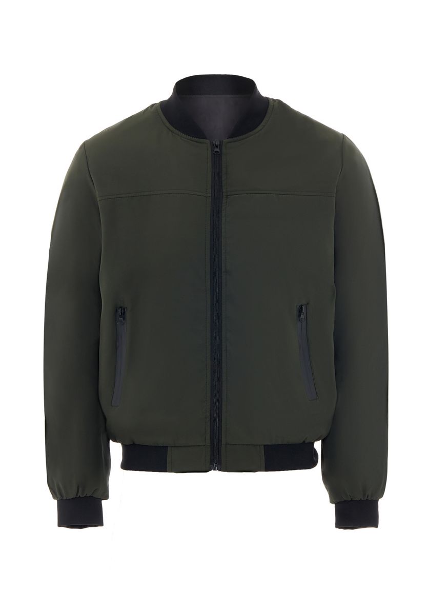 Herren Olivgrüne Jacke mit Reißverschluss