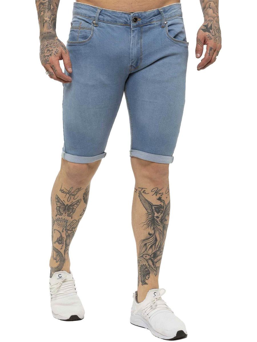 Herren Skinny Fit Jeansshorts