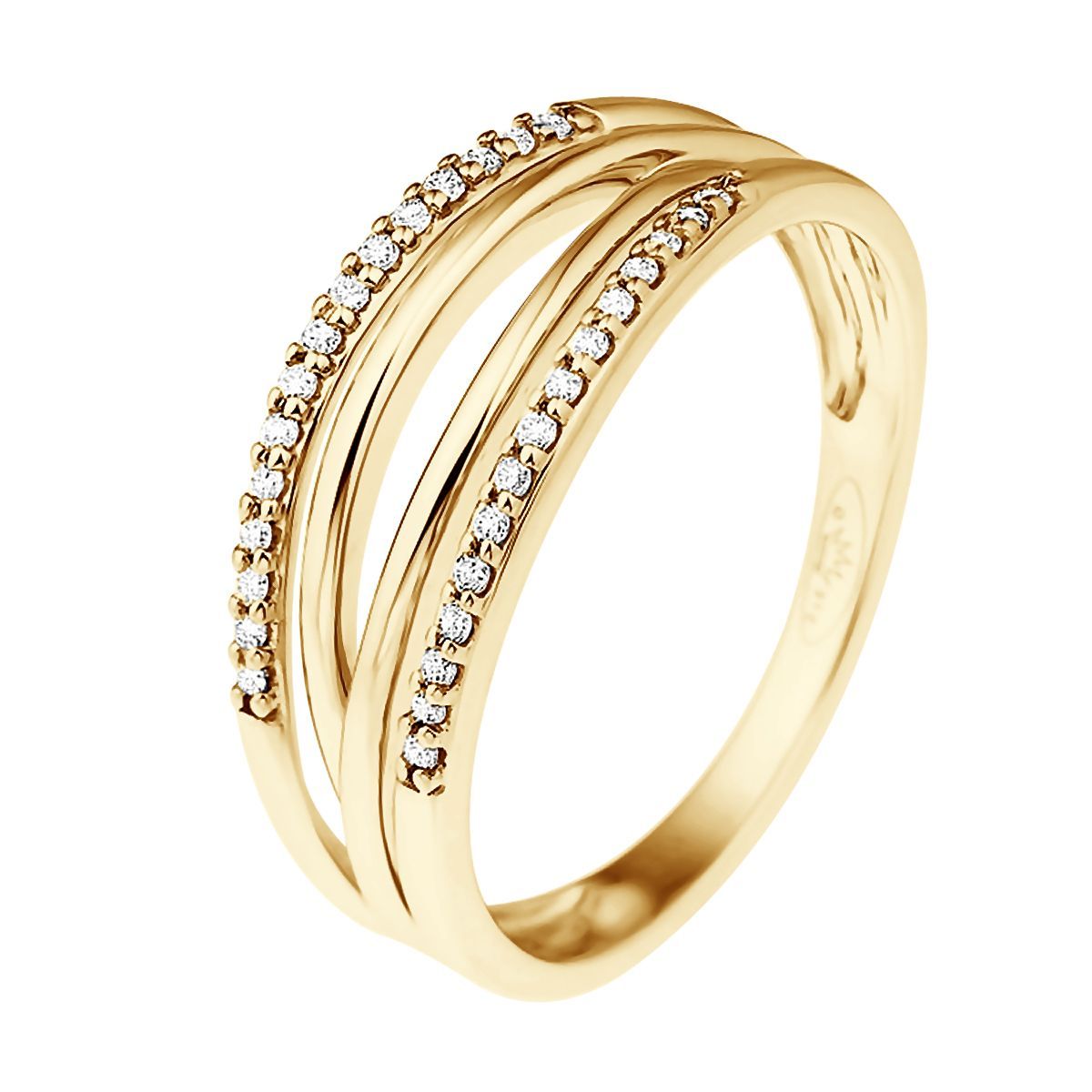 Diamantbesetzter Dreifach-Band-Ring