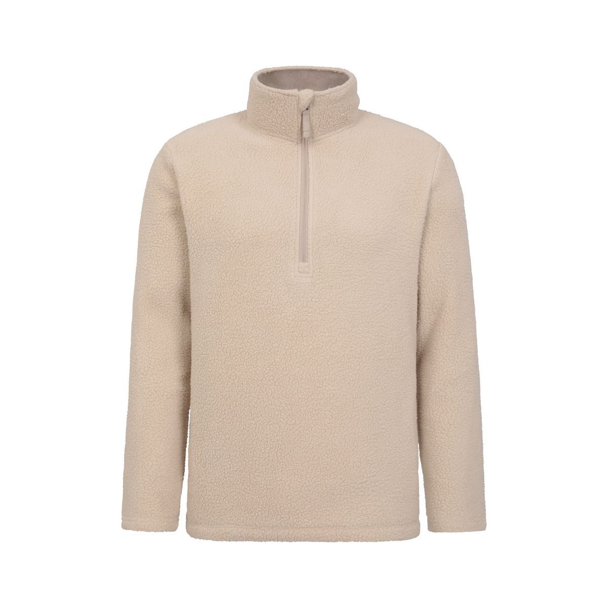 Lässiger Teddyfleece-Pullover mit halbem Reißverschluss