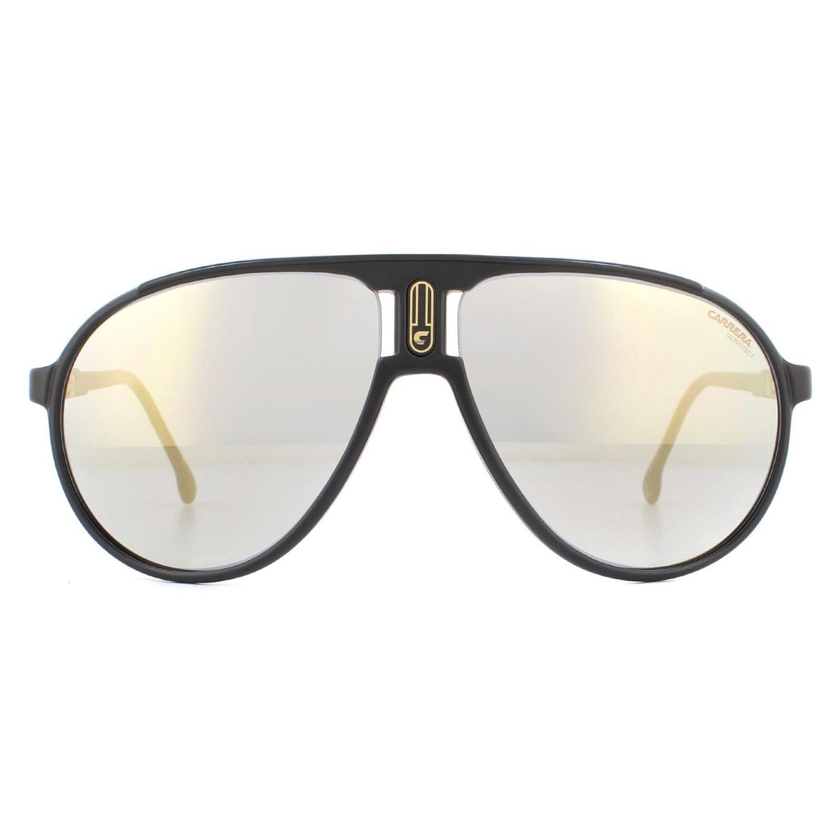 Matte Schwarze Pilotenbrille mit Bronze-Spiegel