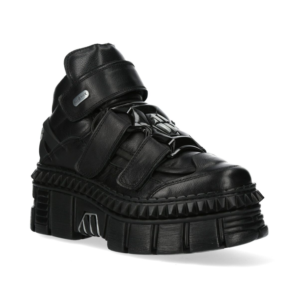 Schwarze Plateau-Stiefeletten aus Leder