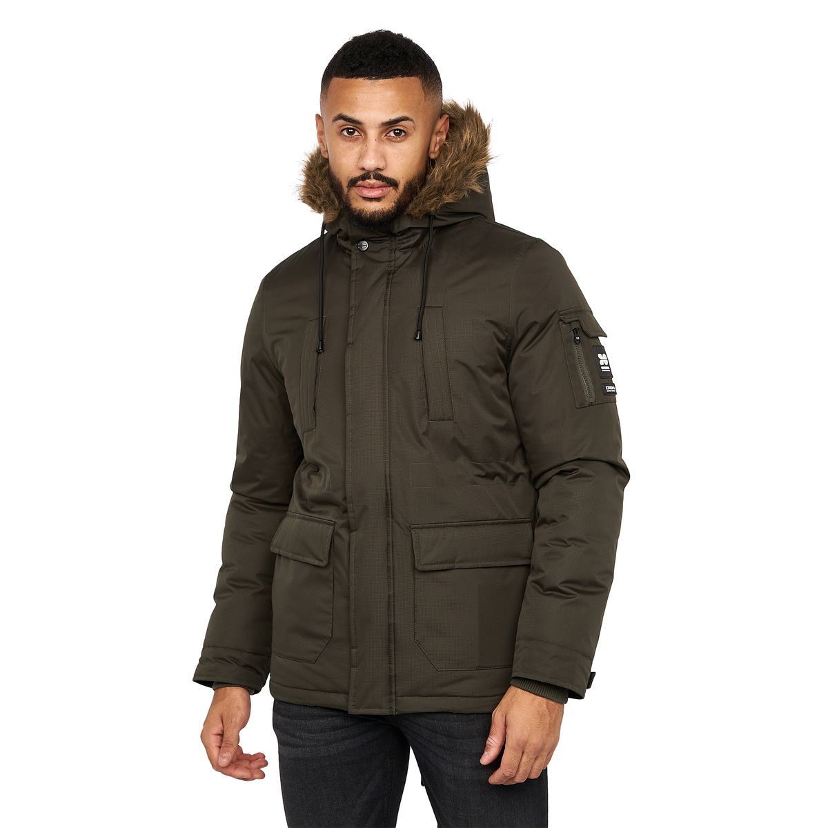 Crosshatch - "Parkmoore" Parka für Herren (Dunkel-Olive)