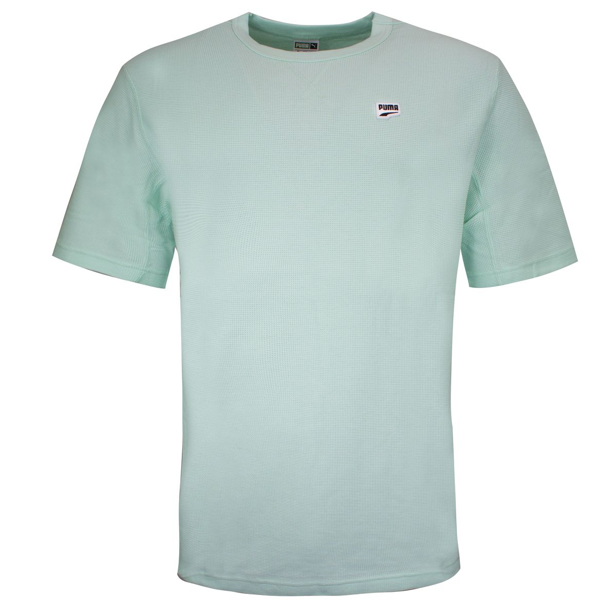 Mintgrünes, strukturiertes T-Shirt mit Rundhalsausschnitt