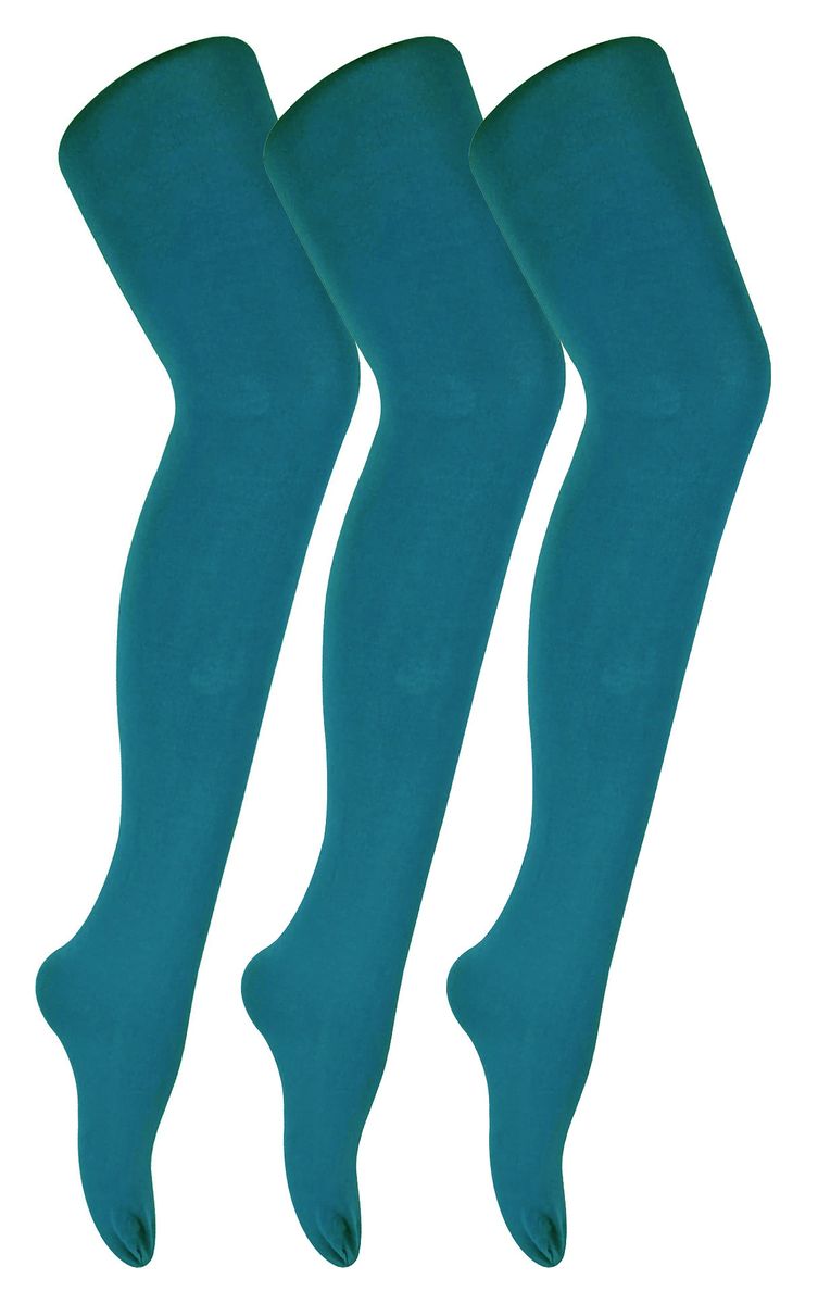 3 Paar Multipack Damen farbige undurchsichtige 80 Denier Strumpfhosen | Sock Snob | Plain Block Farbe Strumpfhosen - Teal