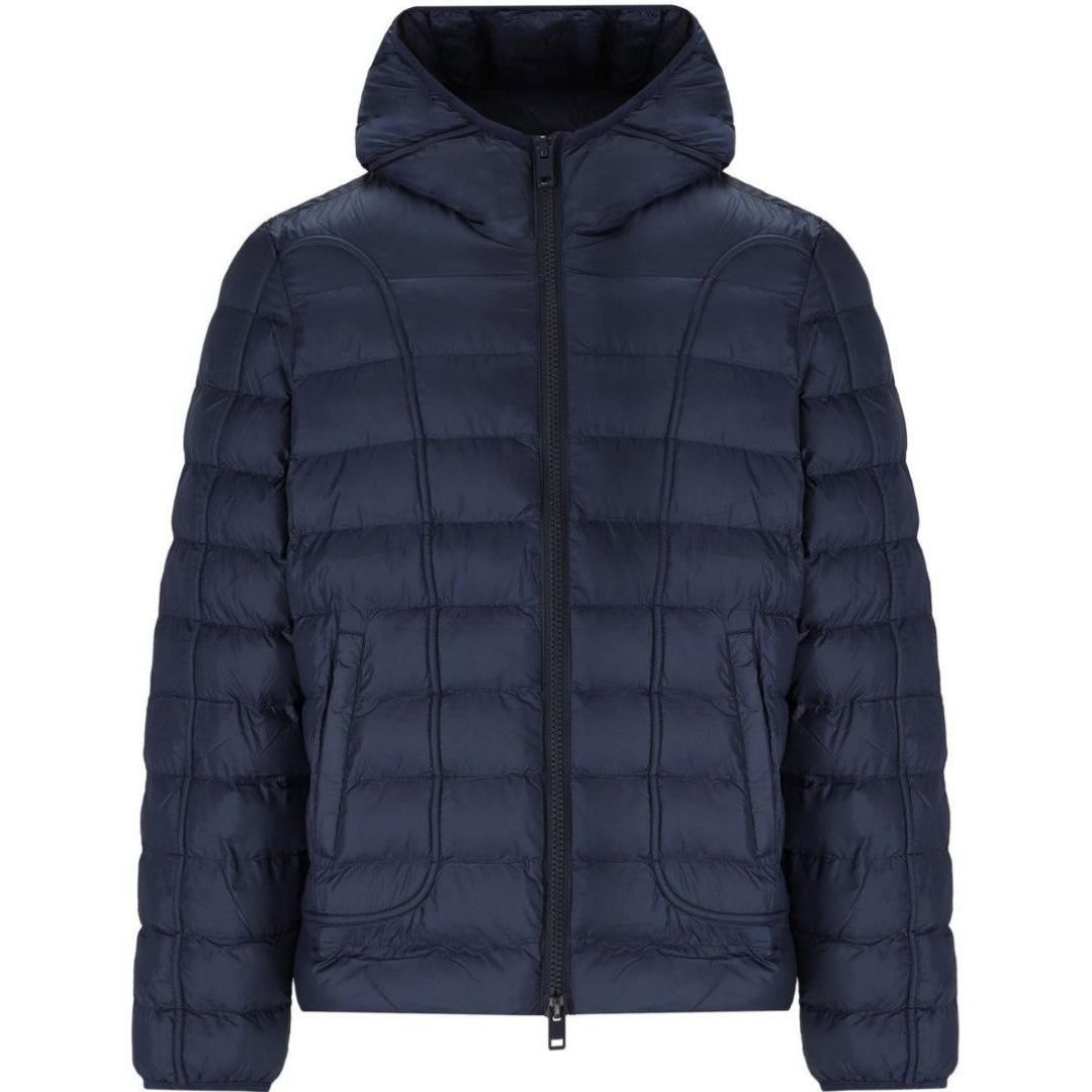 Wattierte Kapuzenjacke in Marineblau