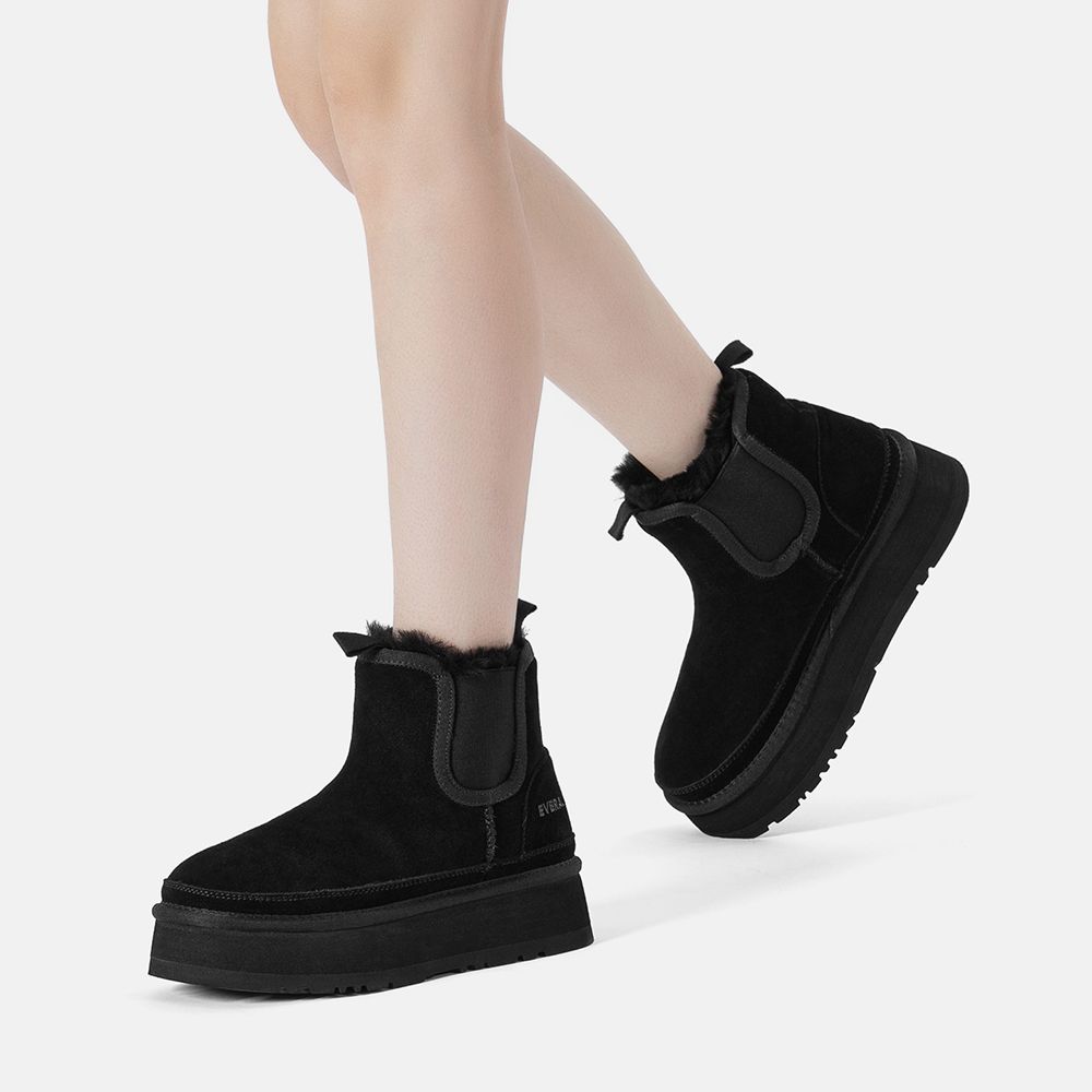Plateau-Chelsea-Boots mit Wollfutter