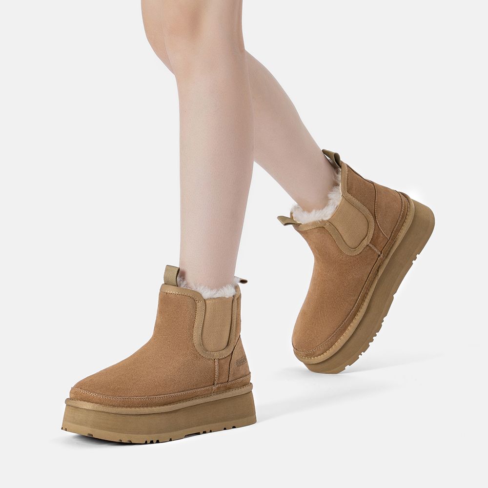 Plateau-Chelsea-Boots mit Wollfutter