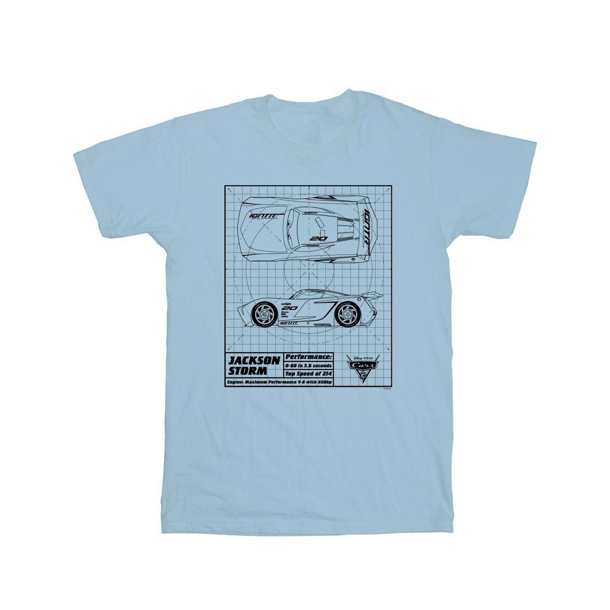 Disney - "Cars Jackson Storm Blueprint" T-Shirt für Herren (Babyblau)