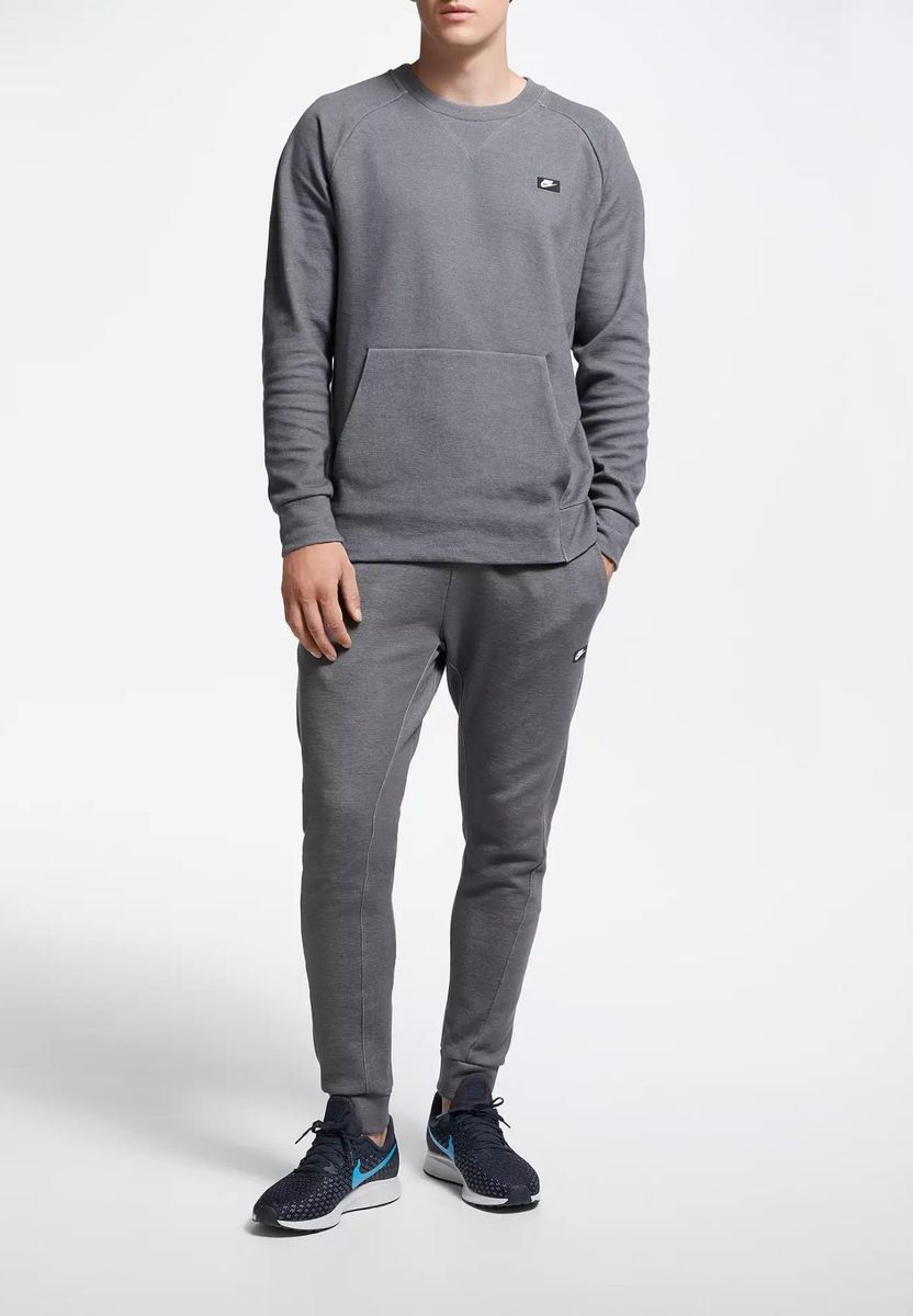 Graues Fleece-Rundhals-Sweatshirt-Set für Herren