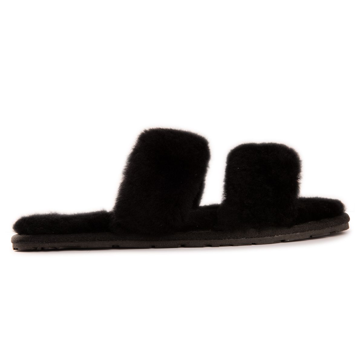 Plüschige Lammfell-Sandalen mit Doppelriemen