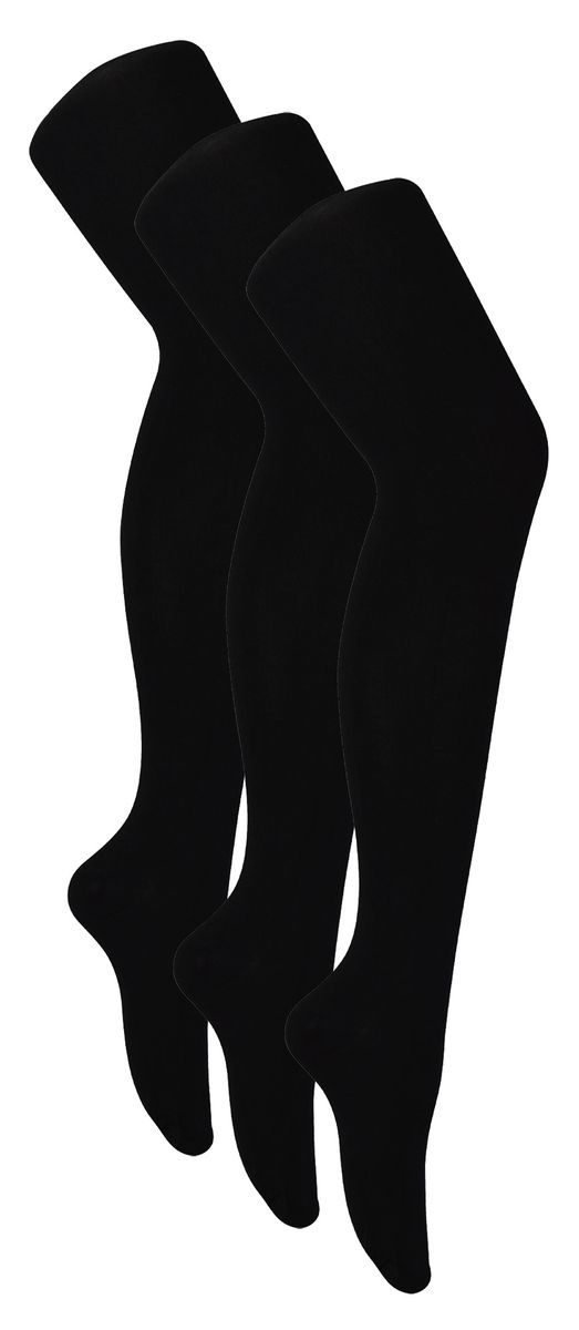 3 Paar Damen-Bambus-Strumpfhosen | Sock Snob | Weiche einfarbige blickdichte Strumpfhosen | Warme schwarze Strumpfhosen - Schwarz