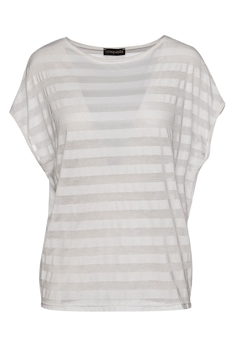 Gestreiftes, halbtransparentes Jersey-Top
